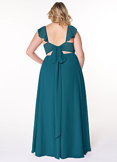 Azazie Everett Bridesmaid Dresses Ink Blue A-Line V-neck Ruched Chiffon Dress image7