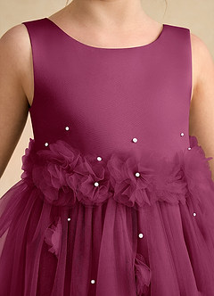 Azazie Lux Flower Girl Dresses Mulberry A-Line Beaded Tulle Dress image7