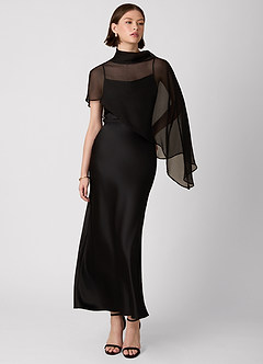 Crystle Black 100% Washable Silk Maxi Dress image2