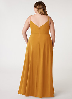 Azazie Daenerys Bridesmaid Dresses Butterscotch A-Line Cowl Chiffon Dress image9