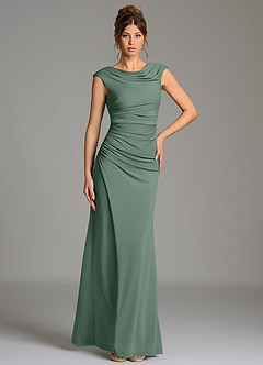 Azazie Chantal Robes de demoiselle d'honneur Robe Sirène en Jersey extensible de qualité supérieure Plissé Eucalyptus image5