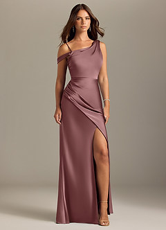 Azazie Madelyn Bridesmaid Dresses Vintage Mauve Mermaid Off the Shoulder Stretch Satin Convertible Dress image9