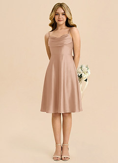Azazie Bear Junior English Rose A-Line Sweetheart Neckline Stretch Satin Dress image5