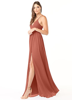 Azazie Aaida Bridesmaid Dresses Clay A-Line Corset Chiffon Dress image4