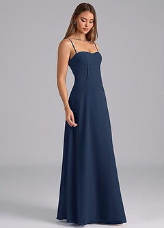 Azazie Valentine Bridesmaid Dresses Dark Navy A-Line Corset Chiffon Dress image5