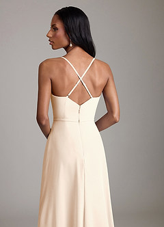 Azazie Naeem Bridesmaid Dresses White Alabaster A-Line V-Neck Ruffle Chiffon Dress image7