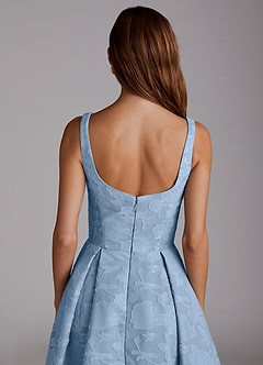 Azazie Amalie Robes de demoiselle d'honneur Robe Trapèze en Blumen-Burnout Plissée Poudre Bleue image6