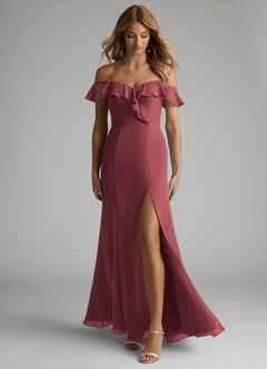 Azazie Sophie Vestidos de damas de honor Vestido de Merlot de Gasa de Corte en A Convertible con Vestidos sin tirantes image1