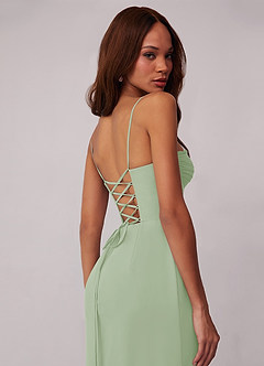 Barbie ♥ Azazie Bridesmaid Dresses Dusty Sage Sheath Corset Chiffon Dress image5