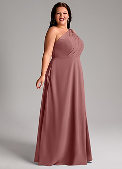 Azazie Phaedra Bridesmaid Dresses Desert Rose A-Line One Shoulder Chiffon Dress image11