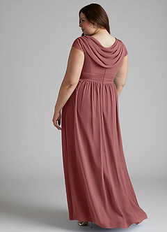 Azazie Organa Final Sale Desert Rose A-Line Pleated Chiffon Dress image10