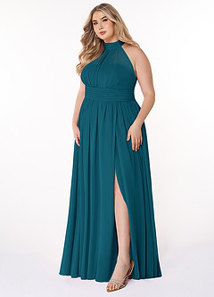 Azazie Iman Bridesmaid Dresses Ink Blue A-Line A-Line Ruched Chiffon Dress image10