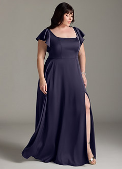 Azazie Bondi Bridesmaid Dresses Stormy A-Line Bow Stretch Satin Dress image15