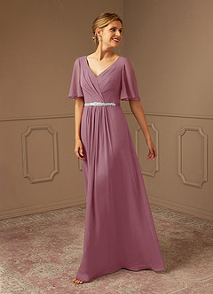 Azazie Tricia Mother of the Bride Dresses Vintage Mauve A-Line V-Neck Pleated Chiffon Dress image1