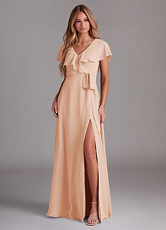 Azazie Lainey Bridesmaid Dresses English Rose A-Line with Pockets Chiffon Dress image3