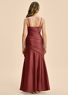Azazie Aspyn Junior Terracotta Mermaid Ruched Stretch Satin Dress image2