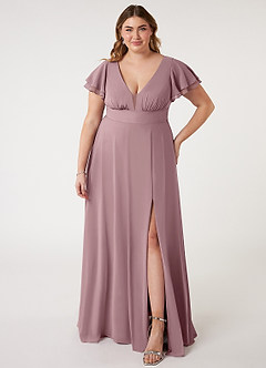 Azazie Ashika Final Sale Dusty Blue A-Line V-neck Ruched Chiffon Dress image7