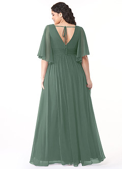 Azazie Temeka Bridesmaid Dresses Eucalyptus A-Line Ruched Chiffon Dress image8