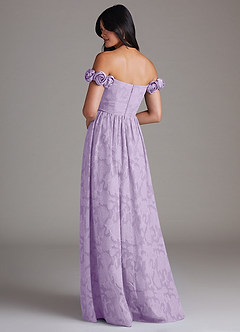 Azazie Autumn Bridesmaid Dresses Lilac A-Line Off the Shoulder Floral Burnout Convertible Dress image3