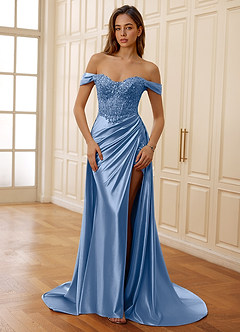 Rowane Light Blue Corset Rhinestone Sheer Lace Prom Dress image8