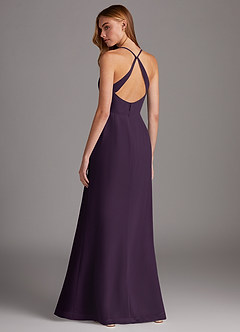 Azazie Manila Bridesmaid Dresses Plum Sheath V-Neck Chiffon Dress image2