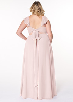 Azazie Everett Bridesmaid Dresses Blushing Pink A-Line V-neck Ruched Chiffon Dress image7
