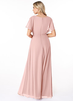 Azazie Aaliyah Robes de demoiselle d'honneur modestes Robe Trapèze Plissé à encolure dégagée Longueur ras du sol Mousseline de soie image2