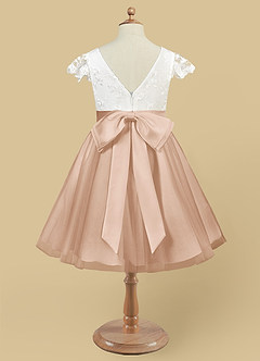 Azazie Vetty Flower Girl Dresses Ivory English Rose A-Line Lace Tulle Dress image10