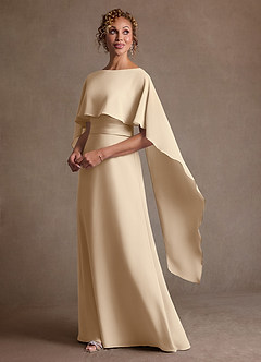 Azazie Marilla 신부의 어머니 드레스 A라인 주름진 쉬폰 플로어 길이 드레스 image5