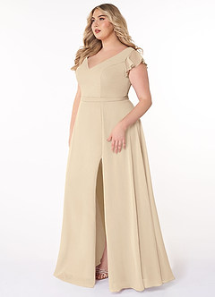Azazie Claudine Abiti da Damigella Abito A-Line in Chiffon con Maniche a Farfalla Champagne image9