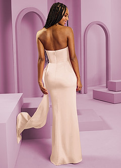 Barbie ♥ Azazie Jurken voor bruidsmeisjes Converteerbaar Jurk van Stretch Satijn met Kolom Strapless Blozend Roze image2