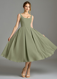 Azazie Amalie Bridesmaid Dresses Pistachio A-Line Pleated Chiffon Dress image5