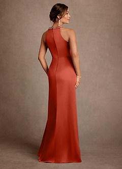 Azazie Lawrence vestidos de madre de la novia Vestido de Óxido de Satén Elástico de Corte en A con Plisado image3