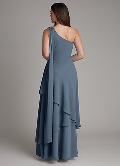 Azazie Monique Bridesmaid Dresses Neptune A-Line One Shoulder Chiffon Dress image2