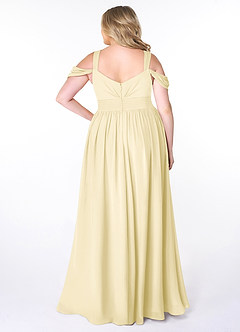 Azazie Lianne Bridesmaid Dresses Lemon Sorbet A-Line Off the Shoulder Chiffon Dress image8