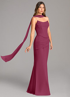 Azazie Sorrel Bridesmaid Dresses Mulberry Mermaid Corset Chiffon Dress image4