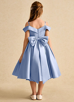 Azazie Favia Flower Girl Dresses Ice A-Line Off the Shoulder Matte Satin Dress image1