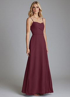 Azazie Celaena Final Sale Dusty Sage A-Line Pleated Chiffon Dress image2