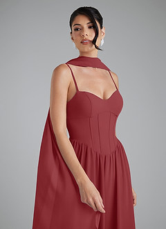 Azazie Alisha Robes de demoiselle d'honneur Robe Trapèze en Mousseline de soie Corset Rouille image7