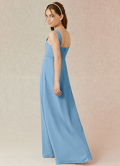 Azazie Denice Junior Steel Blue A-Line Chiffon Dress image2