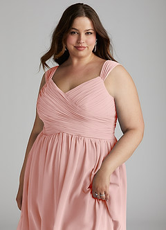 Azazie Angie Abiti da Damigella Abito A-Line in Chiffon Corsetto Rosa Cipria image16