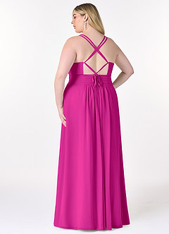 Azazie Farren Bridesmaid Dresses Fuchsia A-Line Pleated Chiffon Convertible Dress image11