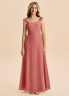 Azazie Mavie Junior Antique Rose A-Line Ruched Chiffon Dress image4