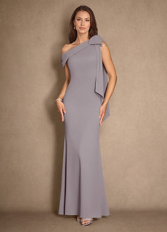 Azazie Myers vestidos de madre de la novia Vestido de Atardecer de Crepé elástico de Sirena con Plisado image1