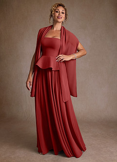 Azazie Josabeth Mother of the Bride Dresses Rust A-Line Pleated Chiffon Dress image2