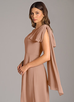 Azazie Tella Jurken voor bruidsmeisjes Jurk van Chiffon met A-Lijn One-Shoulder Champagne Roos image8