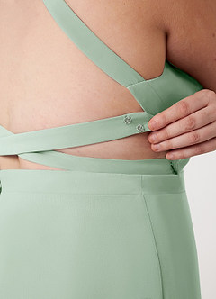 Azazie Clarice Brautjungfernkleider A-Linie Halter Chiffon Kleid Agave image14