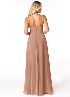 Azazie Moira Bridesmaid Dresses Champagne Rose A-Line Scoop Chiffon Dress image2