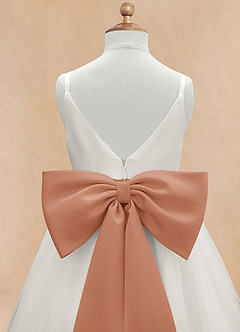 Azazie Lea Flower Girl Dresses Bronzer A-Line Spaghetti Strap Tulle Dress image9