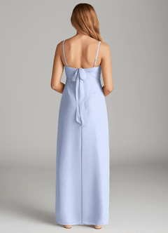 Azazie Mai Junior Ice Sheath Pleated Chiffon Dress image2